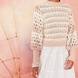 Ulla Johnson | Pink Knit Balloon Sleeve Pullover Rose Sweater (size M)